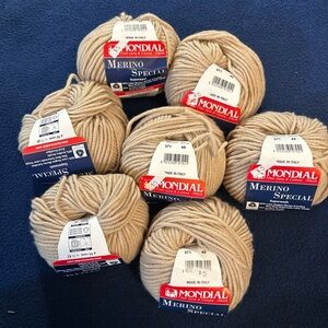 Mondial Merino Special Yarn, Beige, Lot of 7